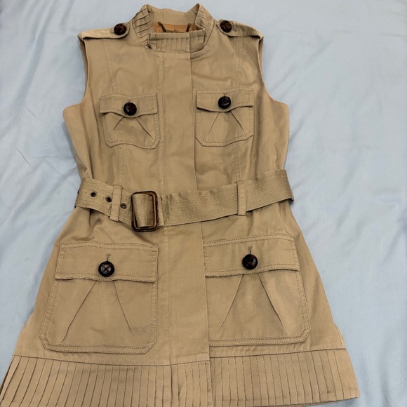 Diane von Furstenberg “Millitant” Utility Safari Vest with Belt – Khaki - Picture 1 of 7